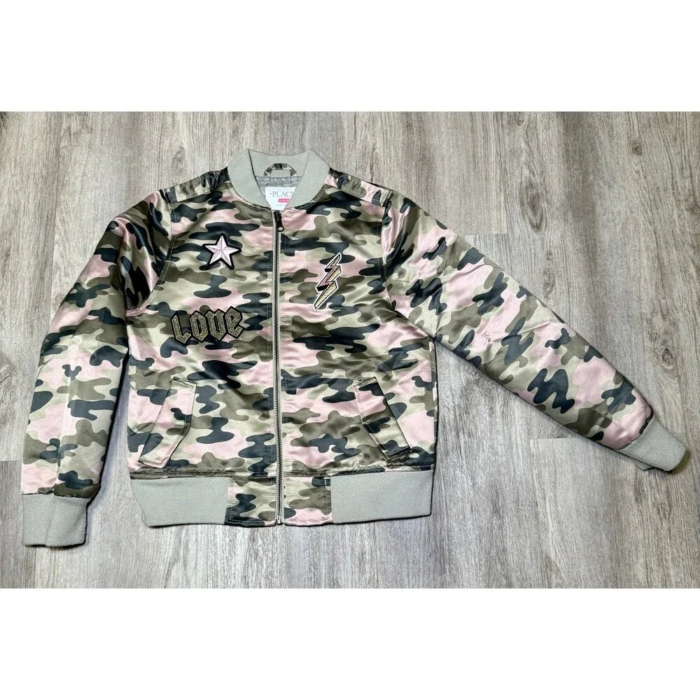 Girls‎ children’s Place size 1012 zip up camo bomber jackete